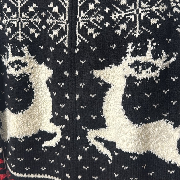 J. JILL CHRISTMAS REINDEER FAIR ISLE INTARSIA ZIP CARDIGAN SWEATER X SMALL - Picture 4 of 9